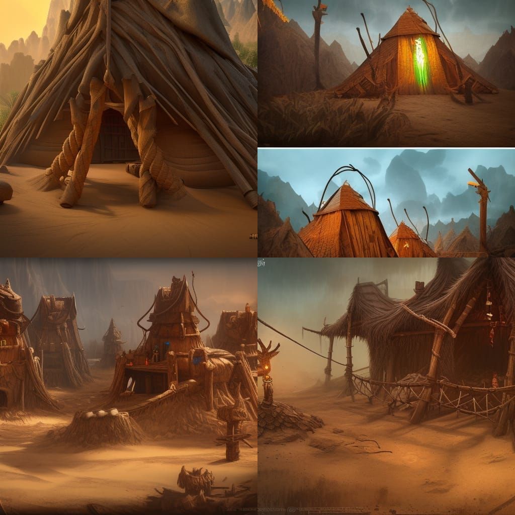 Desert Goblin Camp Village Concept Art