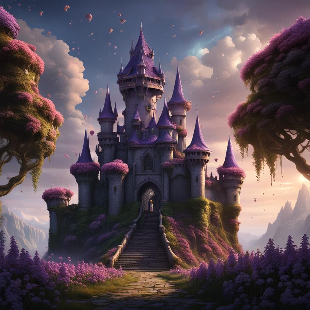 Fantasy Castle with Elves: Dark Concept Art