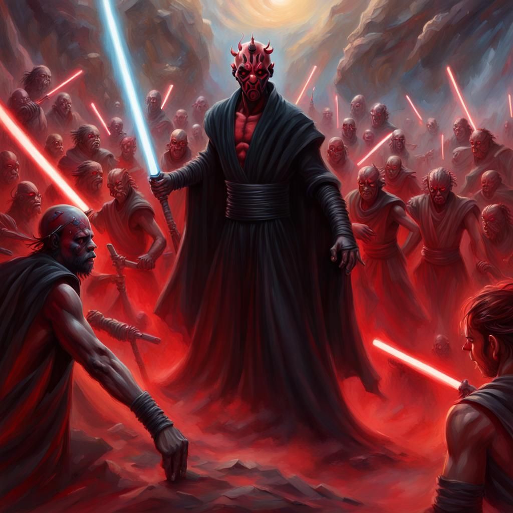 Darth Maul Epic Planetary Battle as Oil Painting