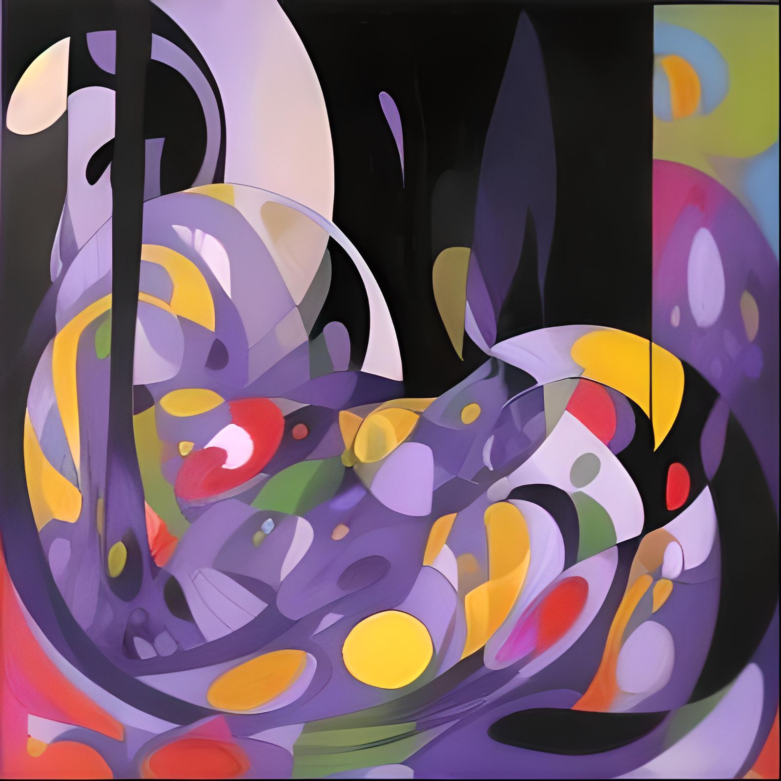 Intricate Abstract Painting with Fluorescent Colors