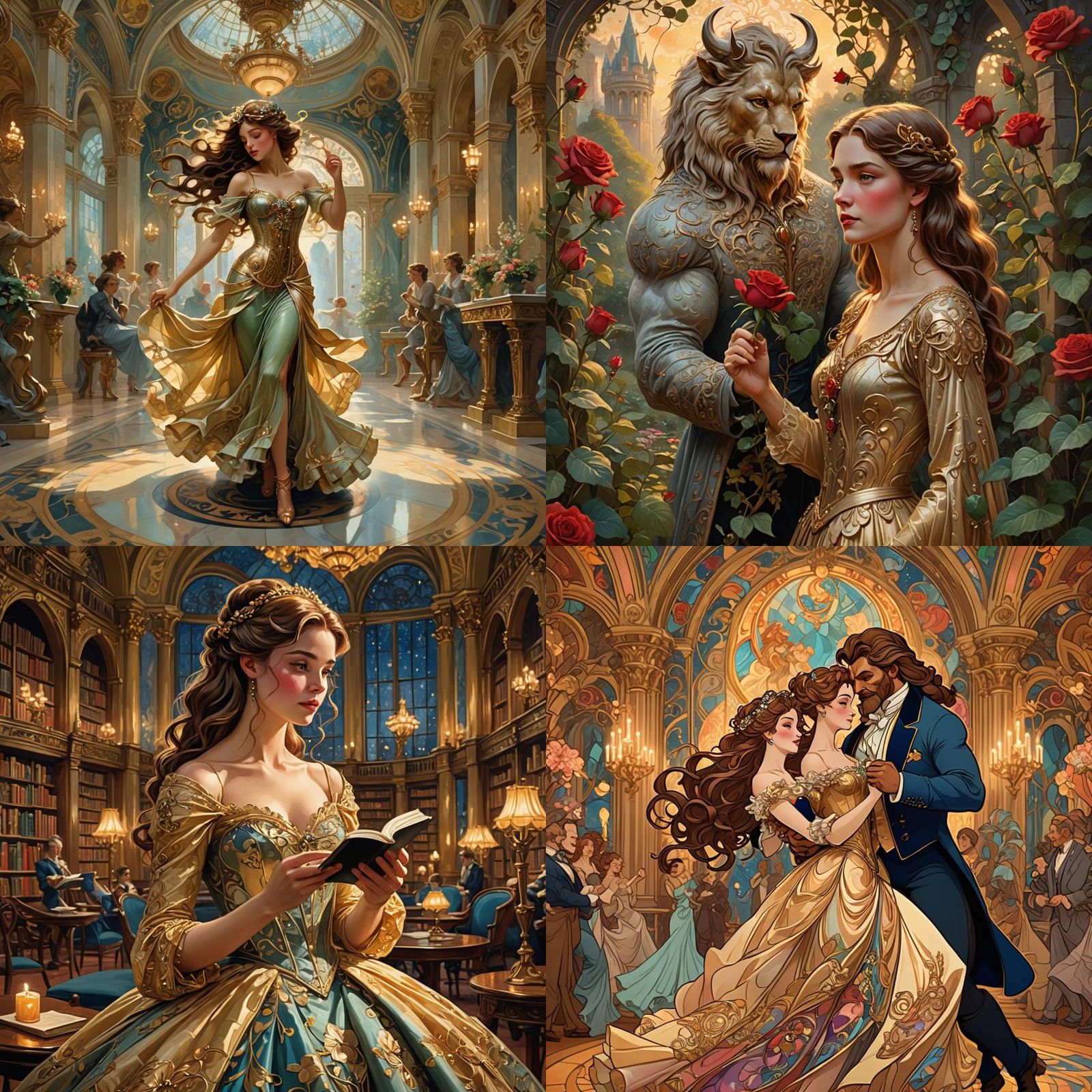 Art Nouveau Beauty and the Beast Painting
