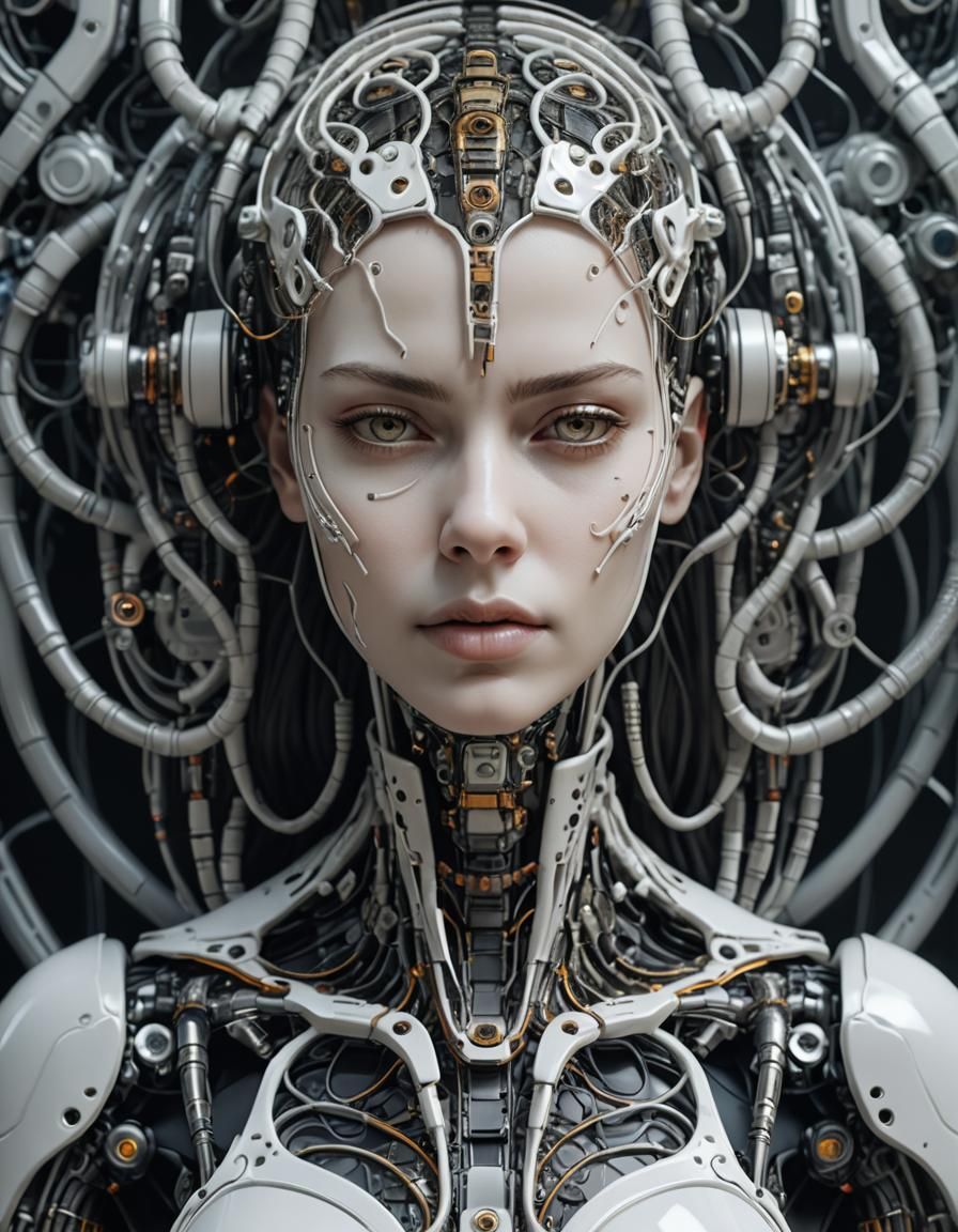 Android Woman Profile in Cyberpunk Style 3D Render