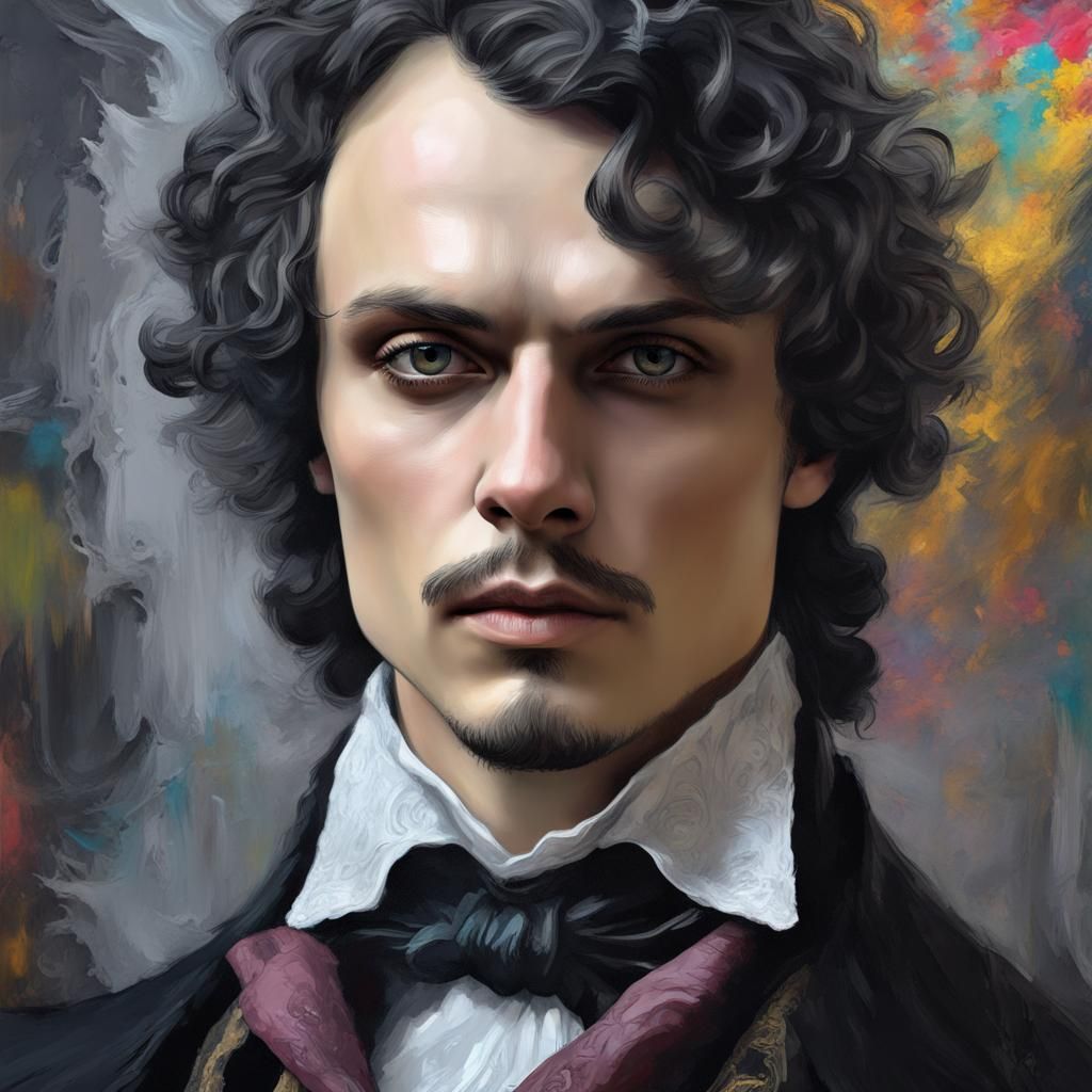 Ville Valo as Poe in Rococo Oil Painting