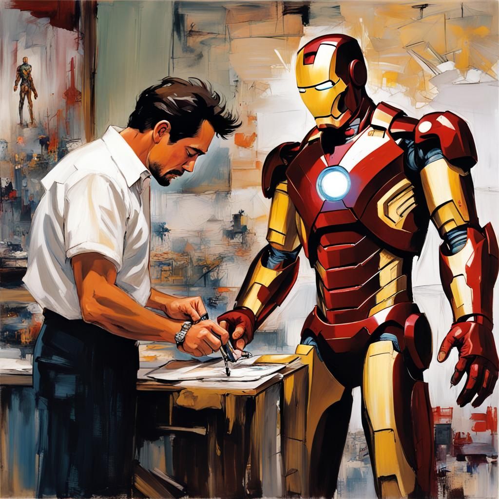 Tony working on his suit
