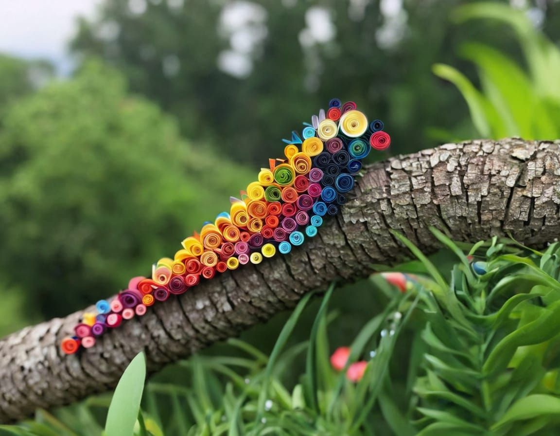 Vibrant Quilling Art in Whimsical Colors