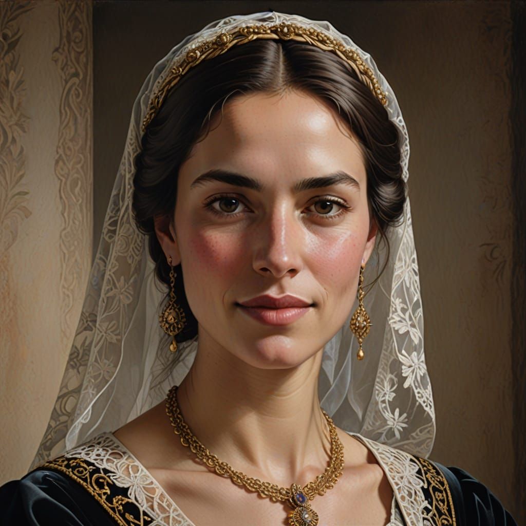 Noble Spanish Woman in 15th-Century Classical Portrait