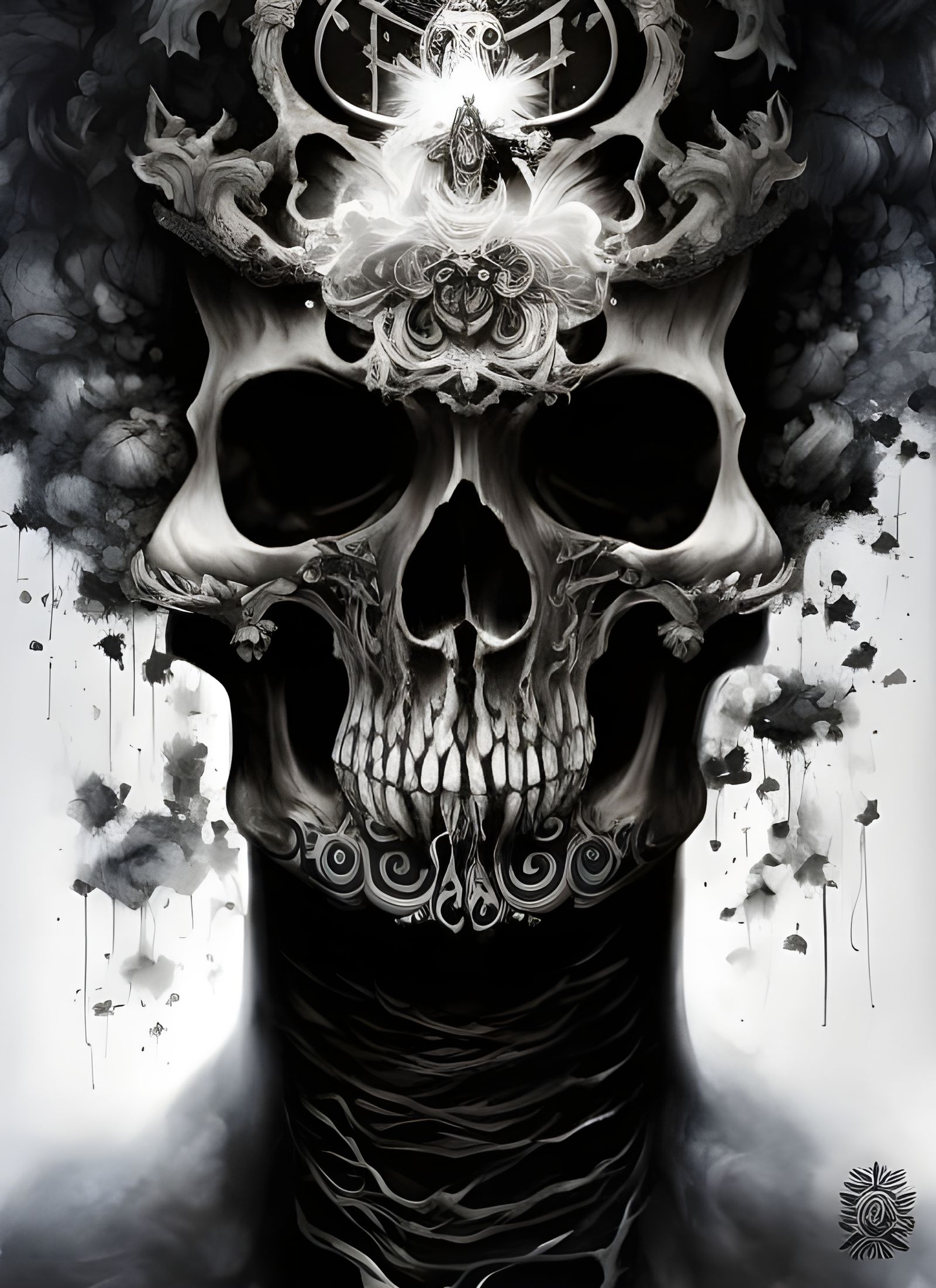 Dark God of Death in Watercolour Style