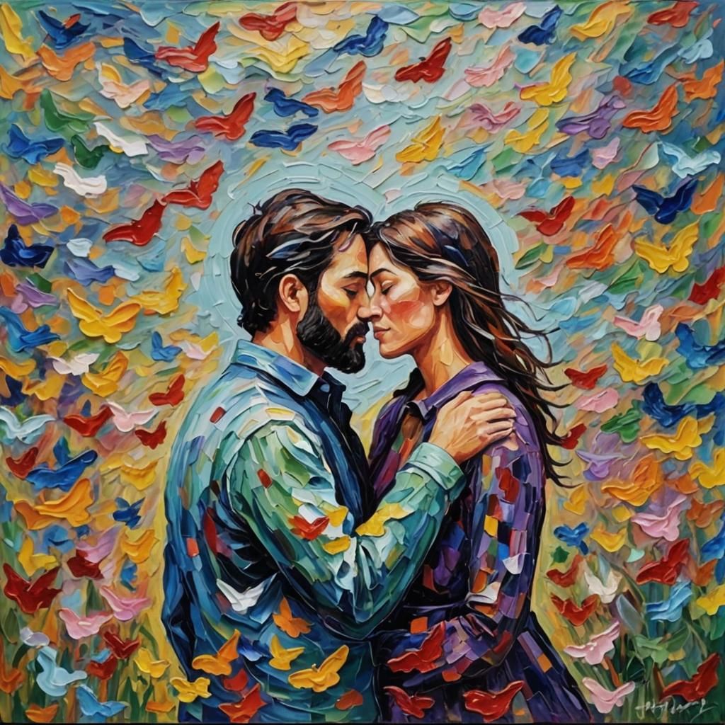 Neo-Impressionistic Painting: Love and Solitude