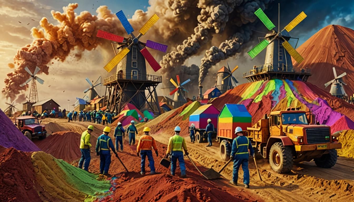 Rainbow Sand Mine and Factory: A Digital Painting