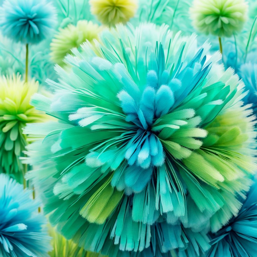 Surreal Pompom Artwork in Paul Klee Style