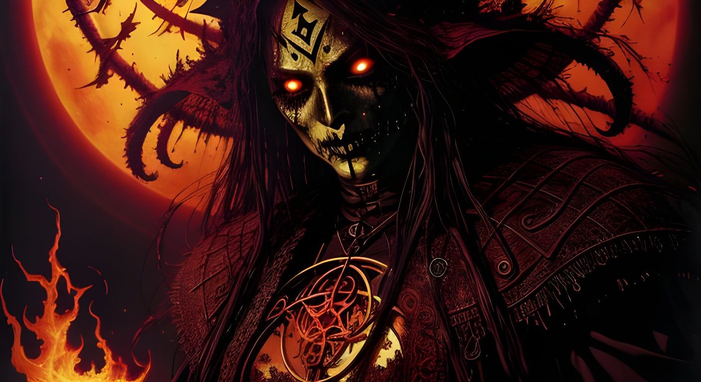 Creepy Samhain Creature of Wicca and Occult Harvest