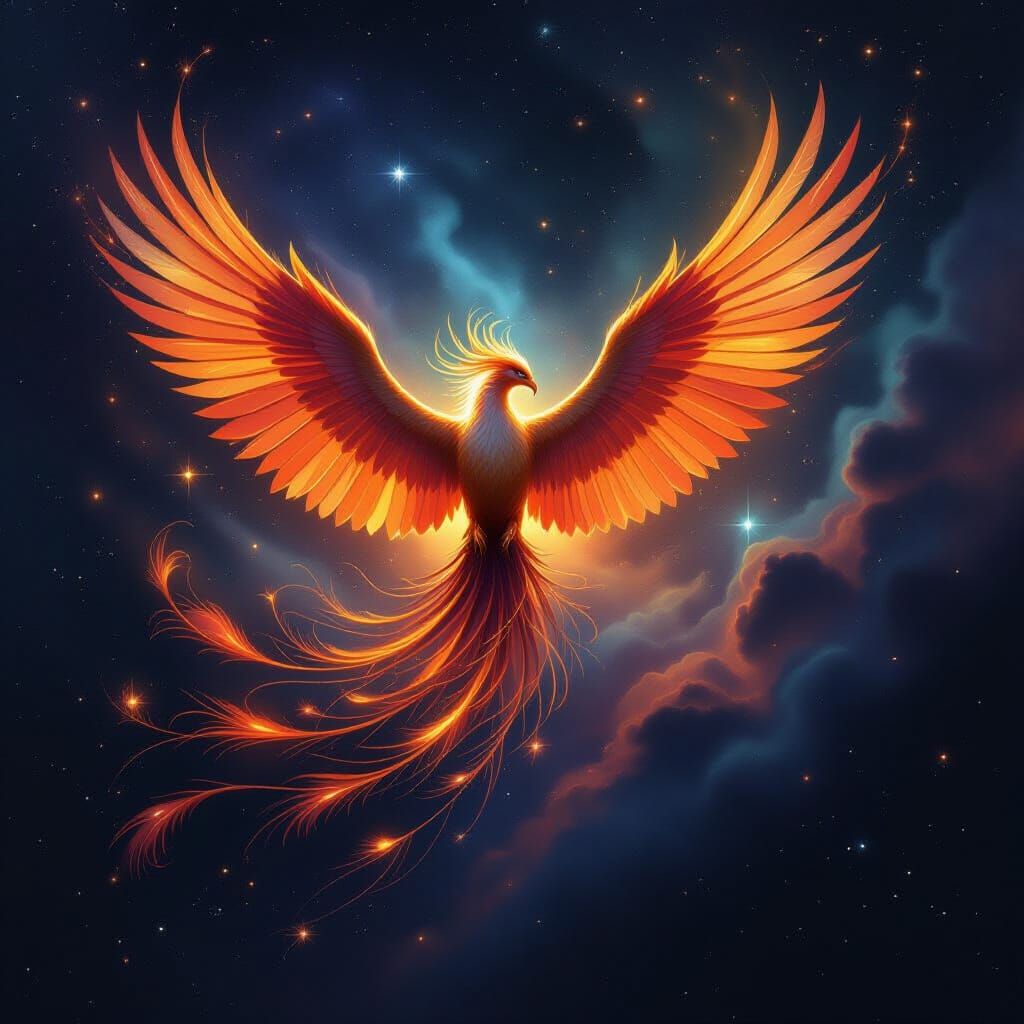 Majestic Phoenix Rises From Cosmic Nebula