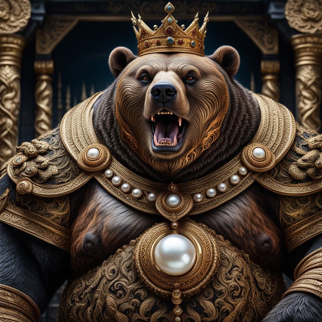 Ferocious Bear King Close-Up: Mythological Fantasy Art