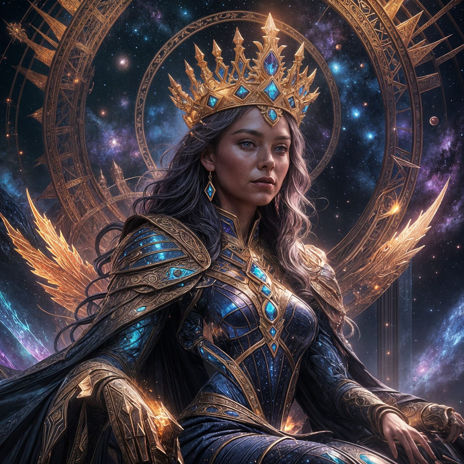 Cosmic Queen of the Dark Star: Detailed Matte Painting