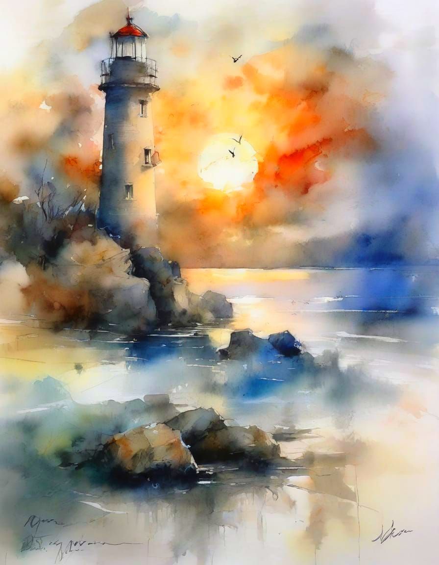 Golden Hour Lighthouse at Harbour Cliffs