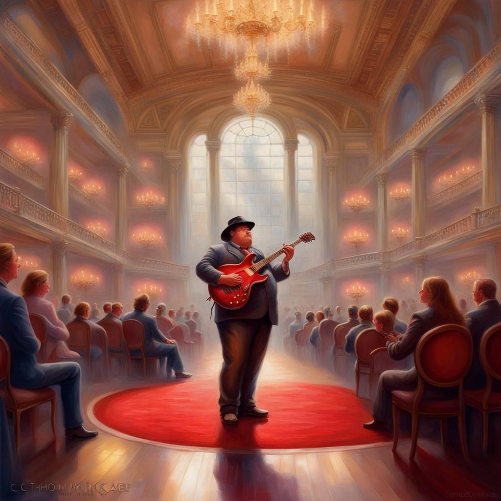 Trucker Rocks Electric Guitar for Businesswomen, Kinkade Sty...