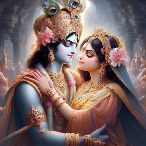 Intimate Portrait of Radha and Krishna