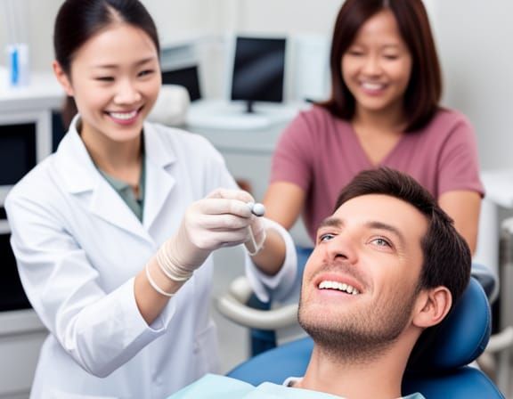 Dentist Treating Patient in Photorealistic Surgery