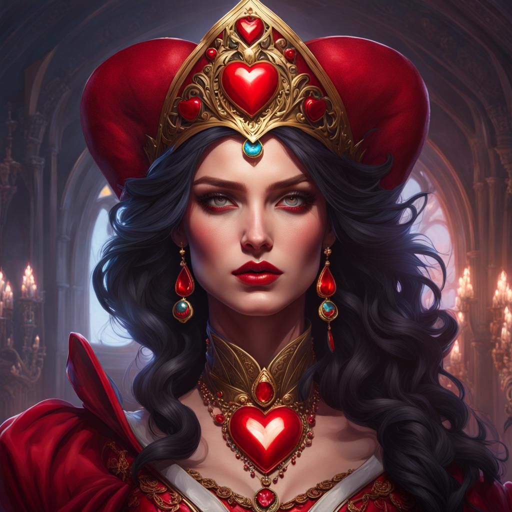 Bloodred Vampire Queen Portrait in Digital Art Style