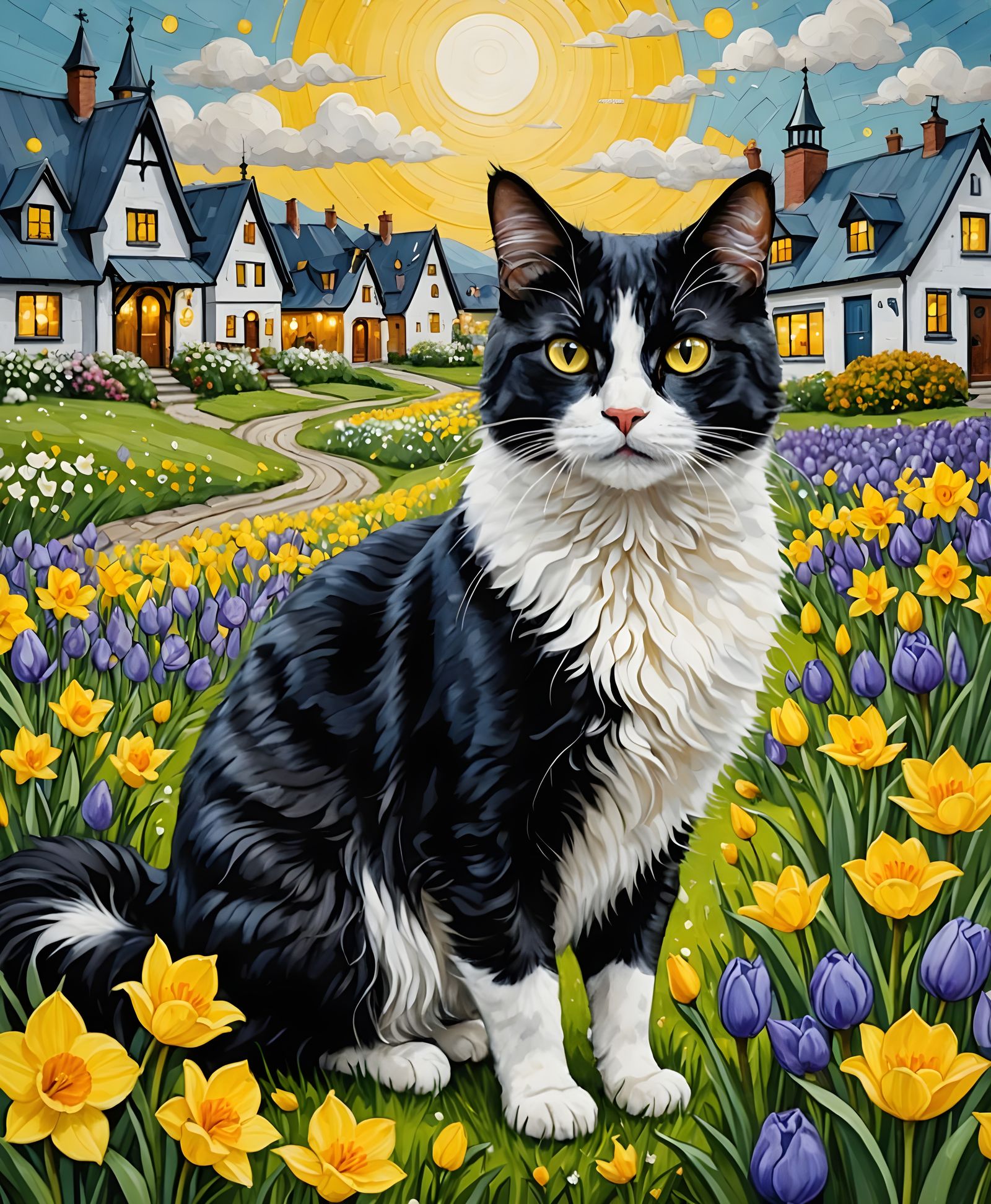 Glamorous Easter Scene in Art Nouveau Style