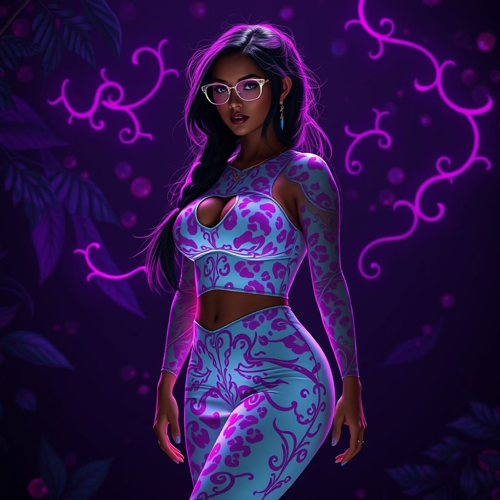 Goth Latina Goddess in Radiant Leopard Suit