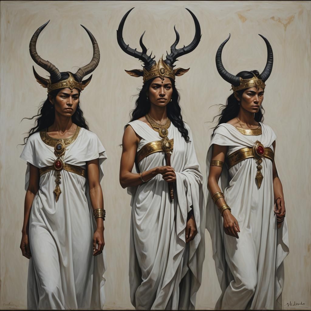 The Furies: Hyperrealistic Minimalist Oil Painting