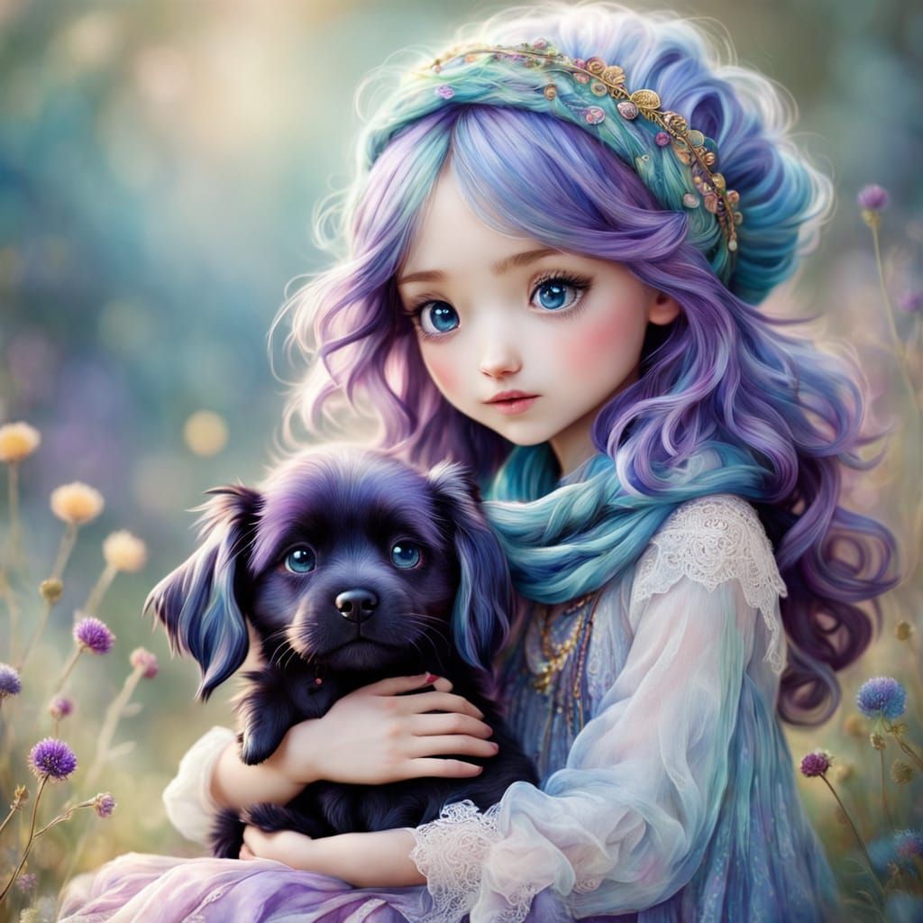 Ethereal Boho Girl and Loyal Companion