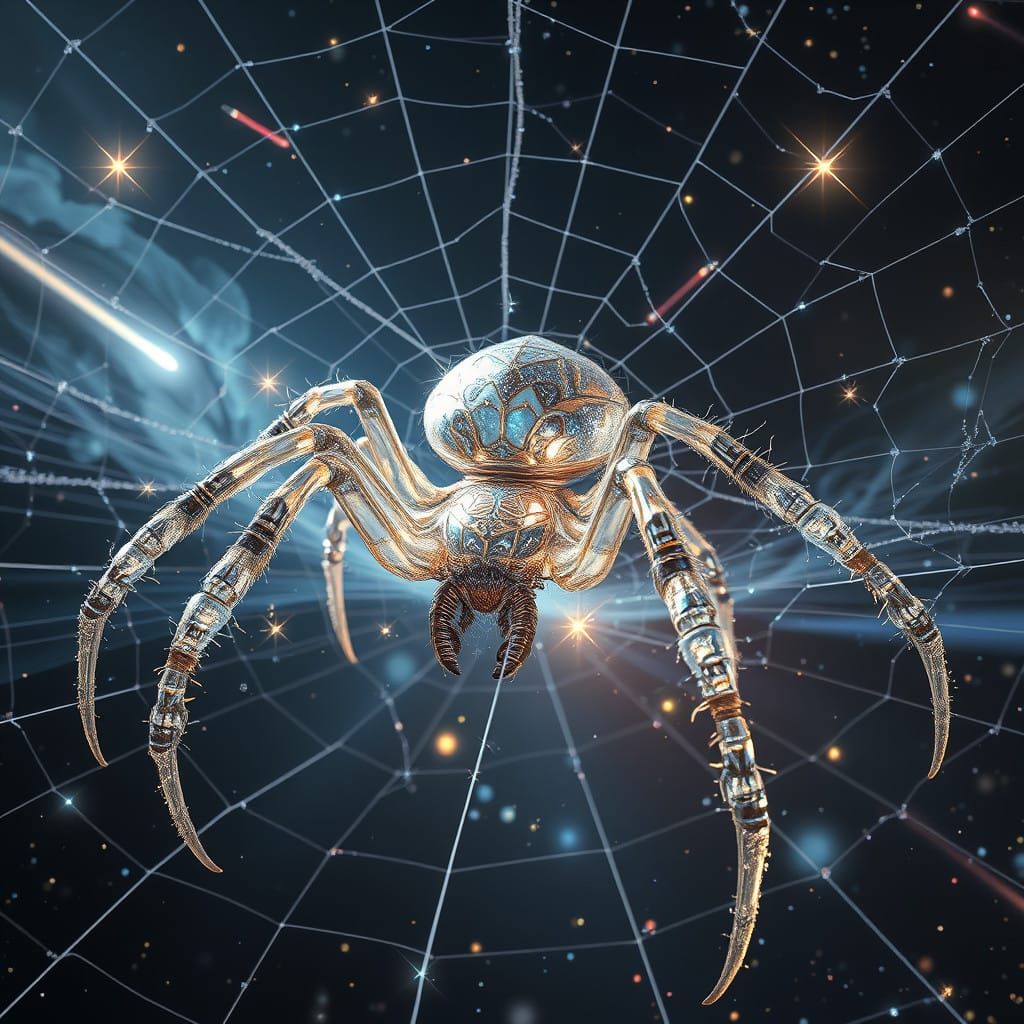 Celestial Spider of Shimmering Cosmic Threads