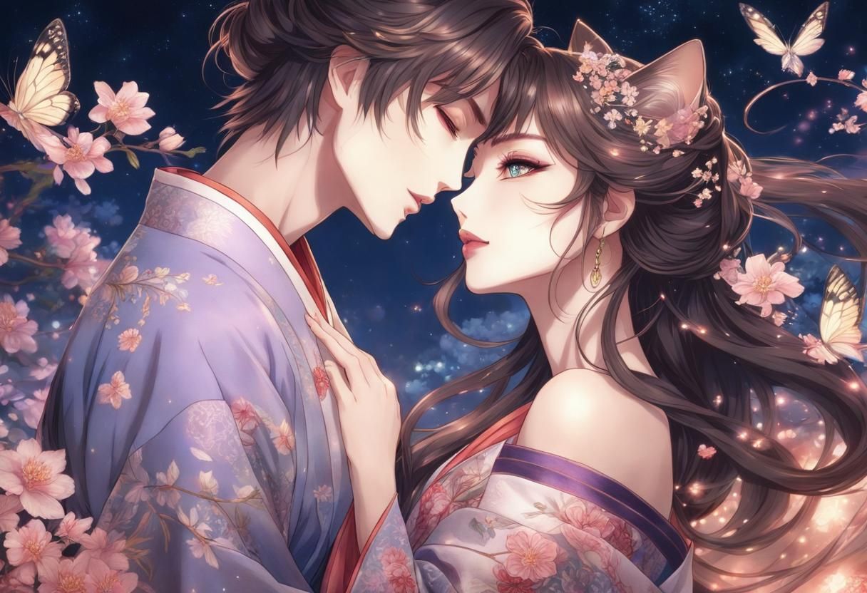 Passionate Kiss in Anime Style