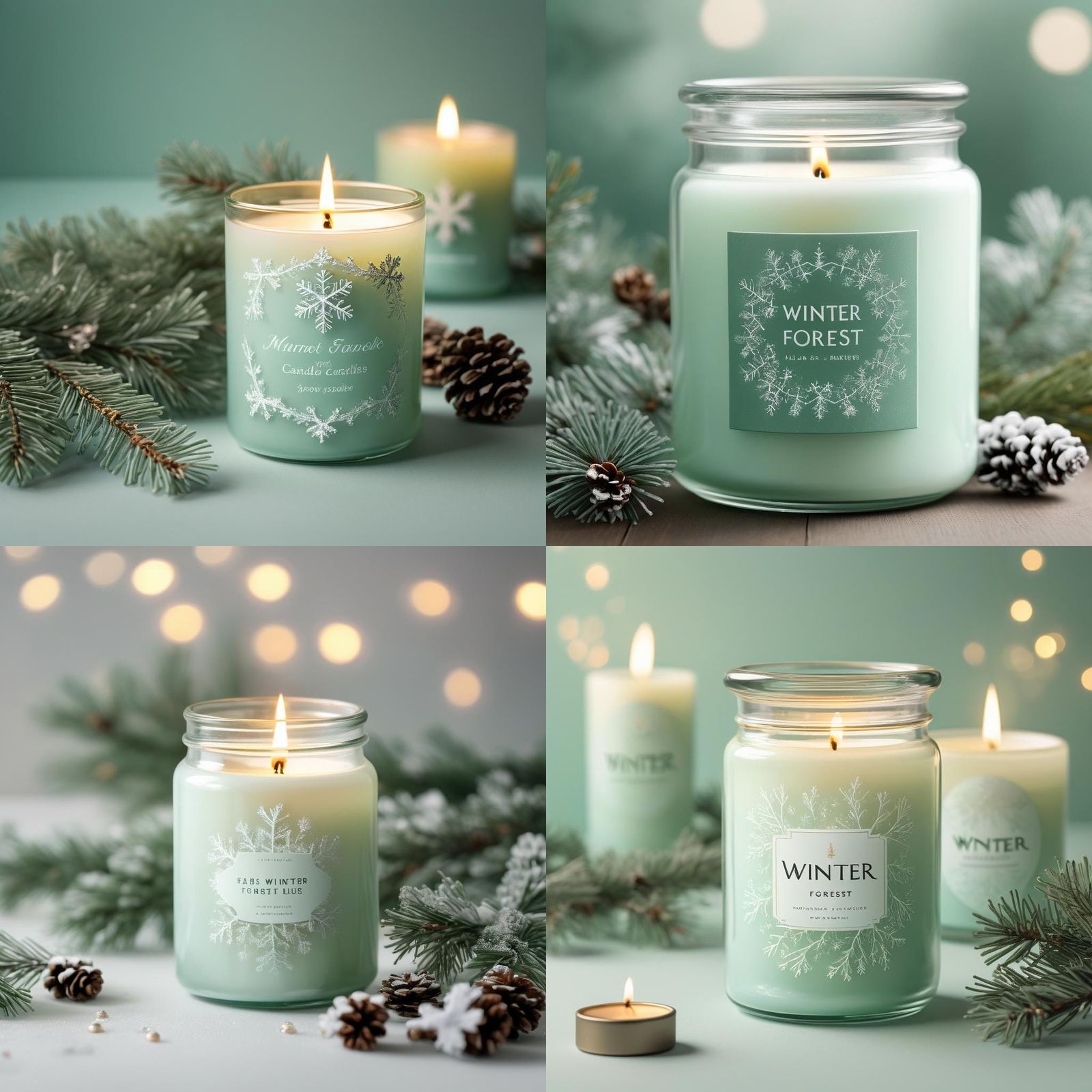 Elegant Winter Candle in Soft Pastel Tones