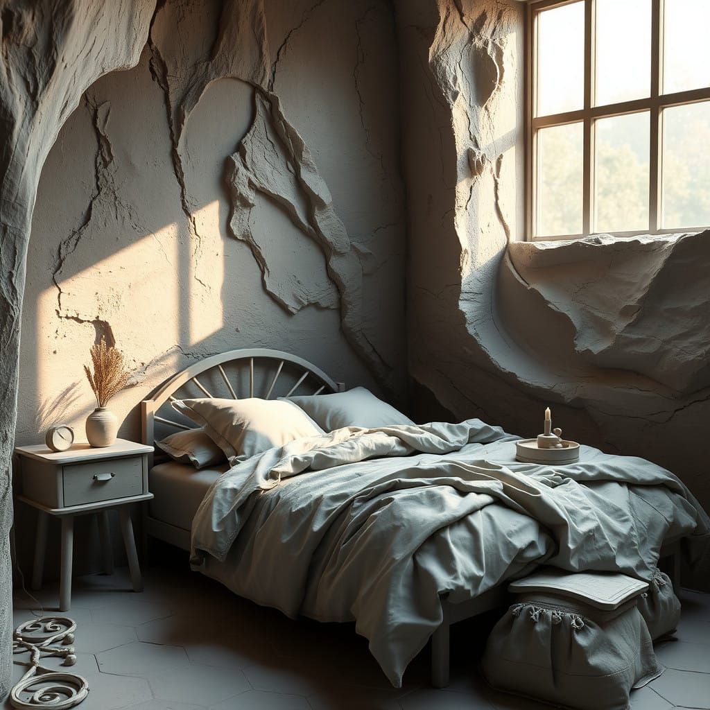 Sculpted Clay Sanctuary in Warm Light