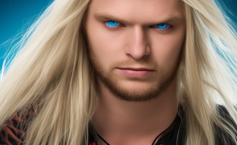 Magical Dragon-Man Portrait with Blonde Hair