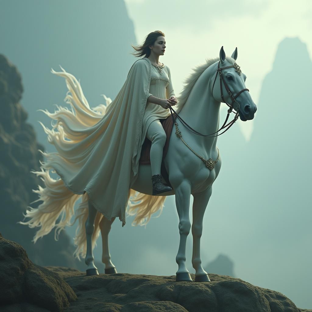 Ethereal Horseman in Renaissance Style Utopia