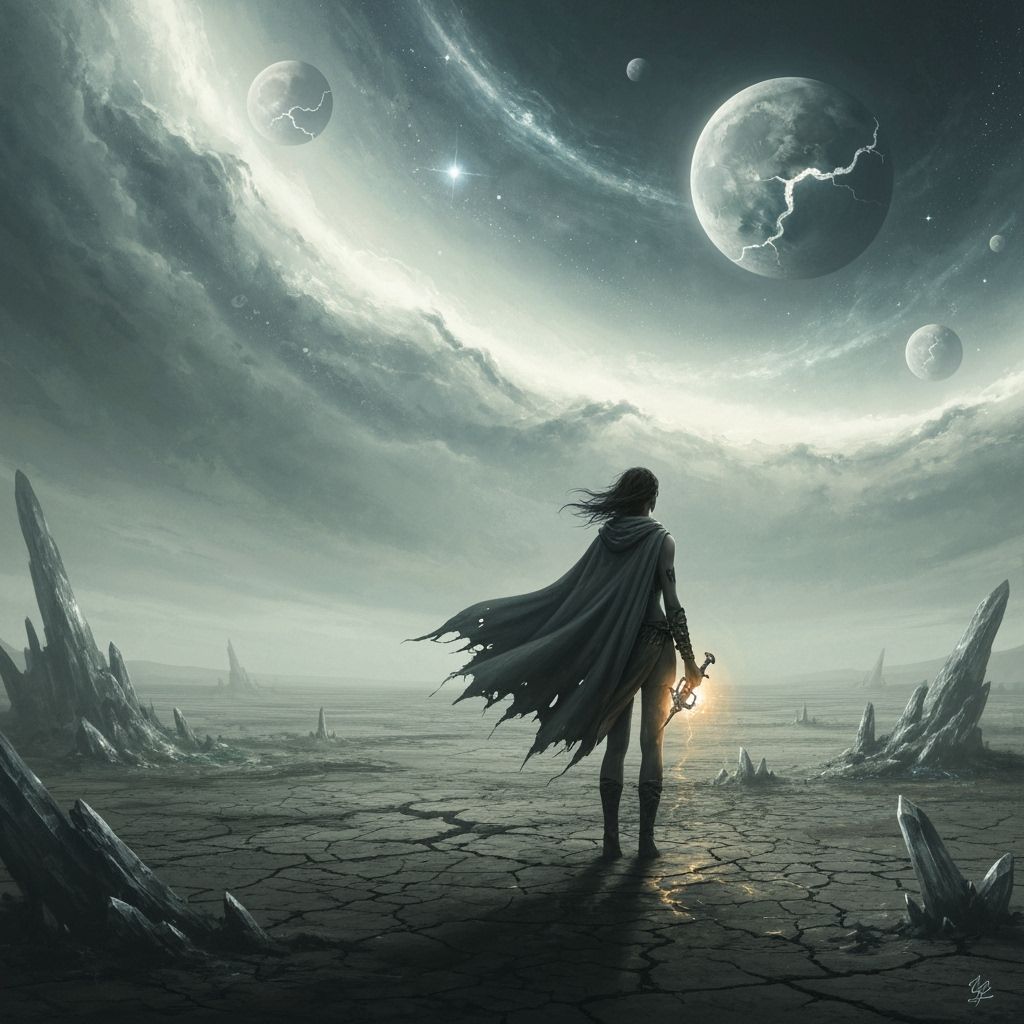 Lone Figure on Desolate Alien World