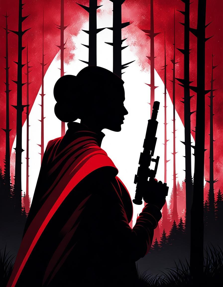 Star Wars Silhouette Portrait with Red Lightsaber
