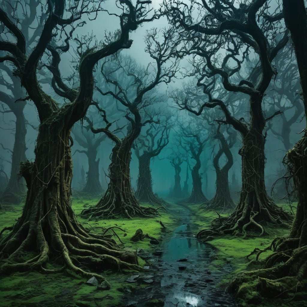 Surreal Landscape in Dark, Moody Aesthetic