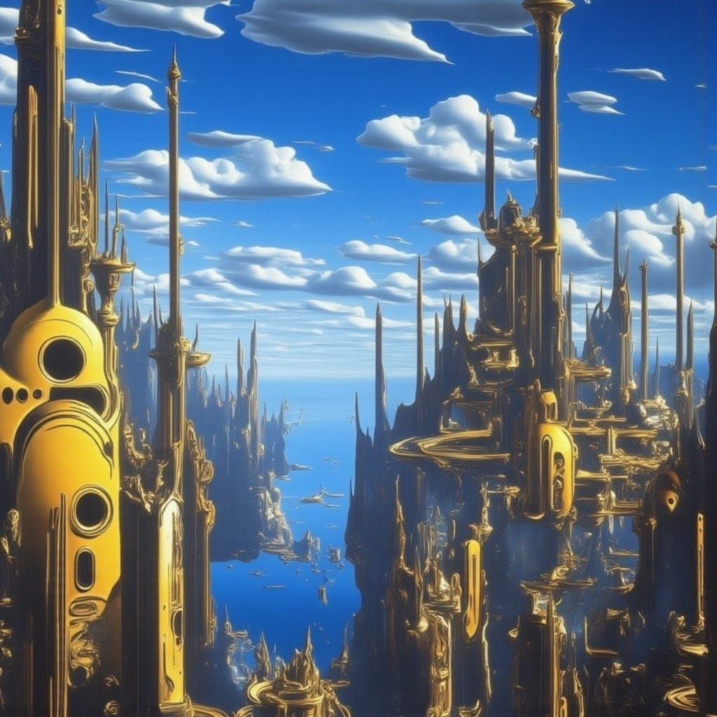 Alien Planet Landscape with Vintage Robot