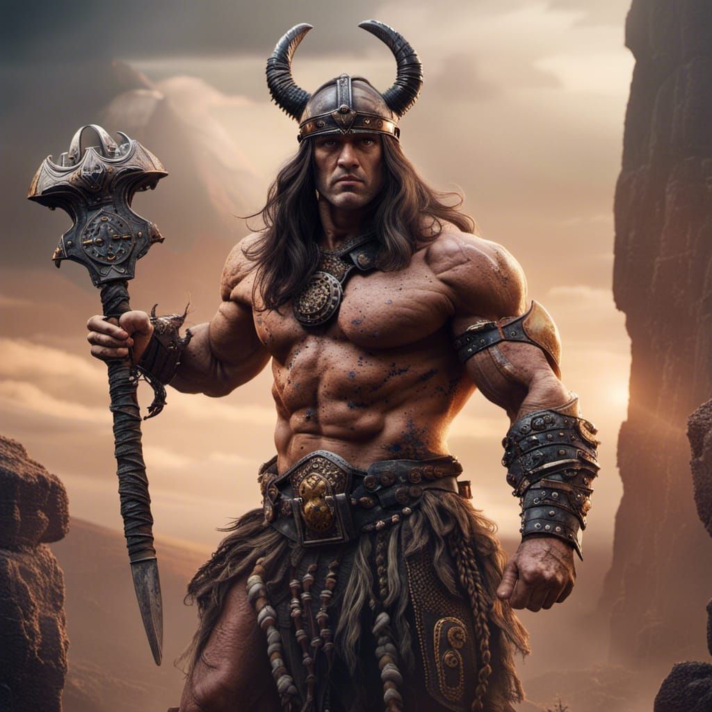 Conan Terminator Hybrid in Detailed Matte Painting Style