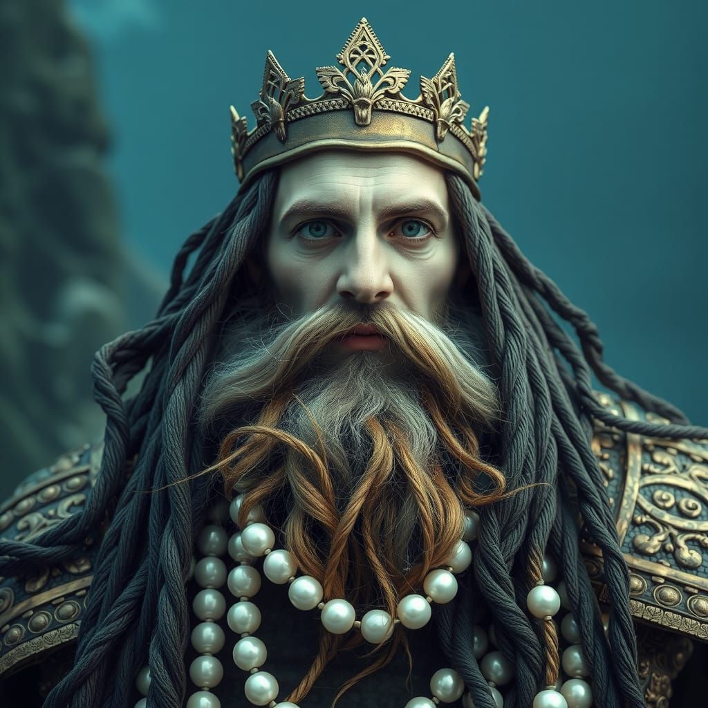 King of Atlantis with Pearl and Seaweed Beard