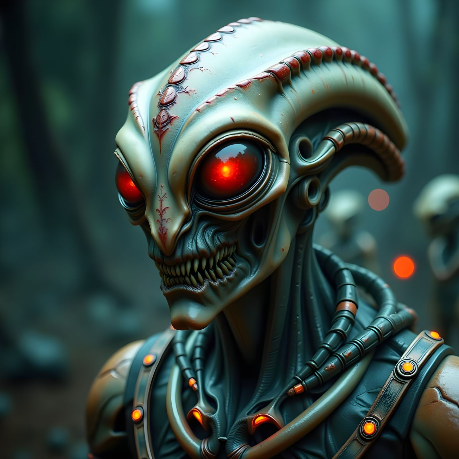 Terrifying Alien Soldier Portrait in Dark Industrial Horror ...