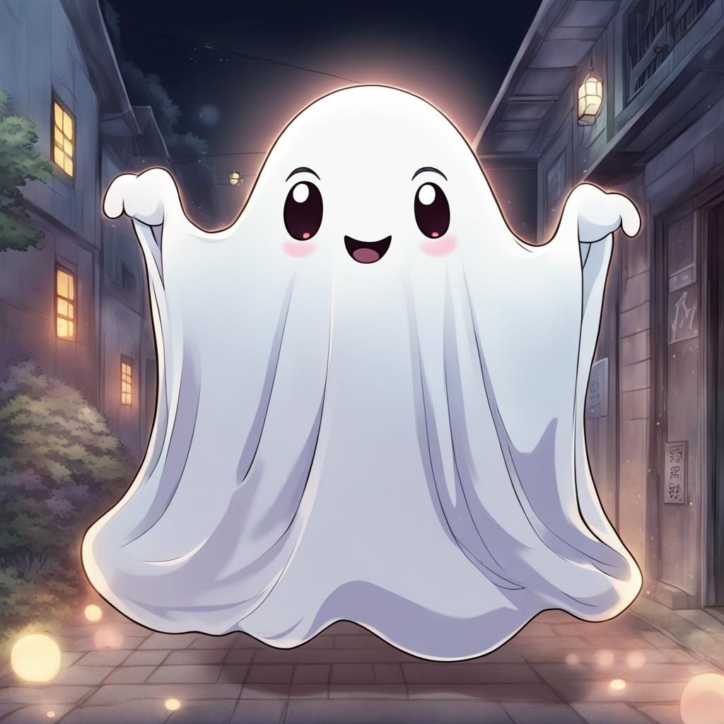 Friendly Ghost with a Big Smile: Anime Art