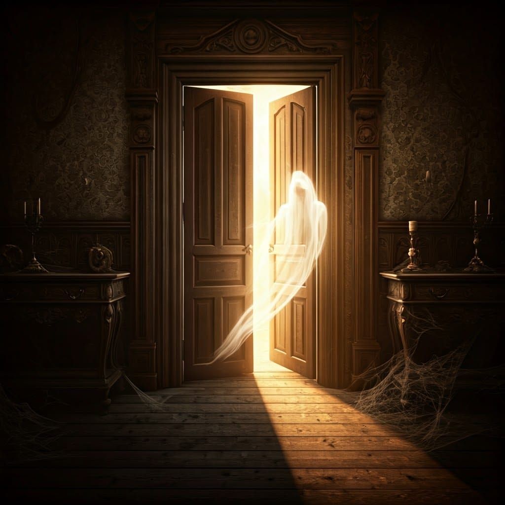 Ethereal Glow Beckons from Cursed Mansion Room