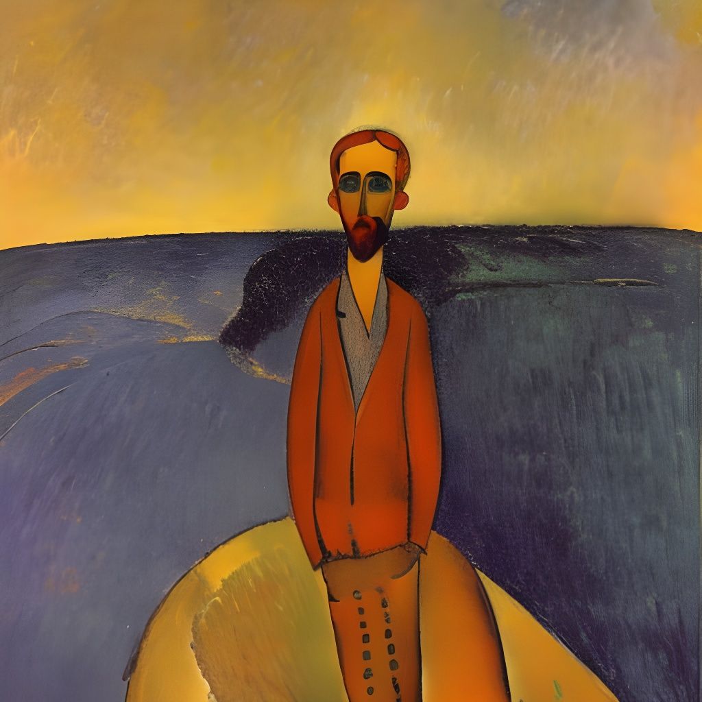 Wanderer Above the Sea of Fog in Modigliani Style