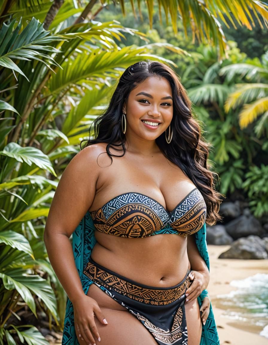 Portrait of Smiling Samoan Woman in Traditional Dress