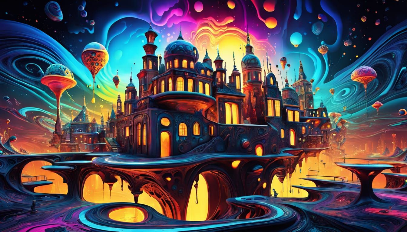 Surreal Futuristic Townscape in Whimsical Putty Architecture