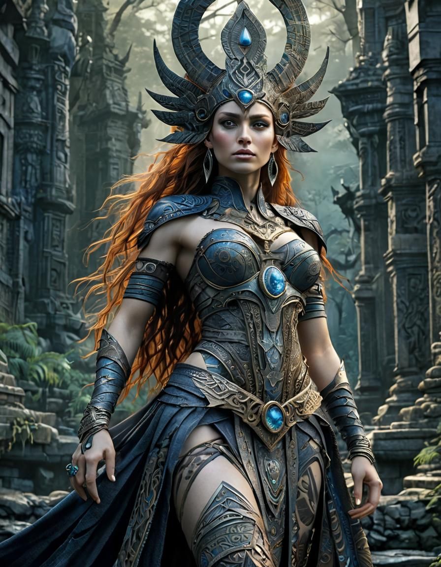 Tribal Tattooed Elf Woman: Cinematic Film Still