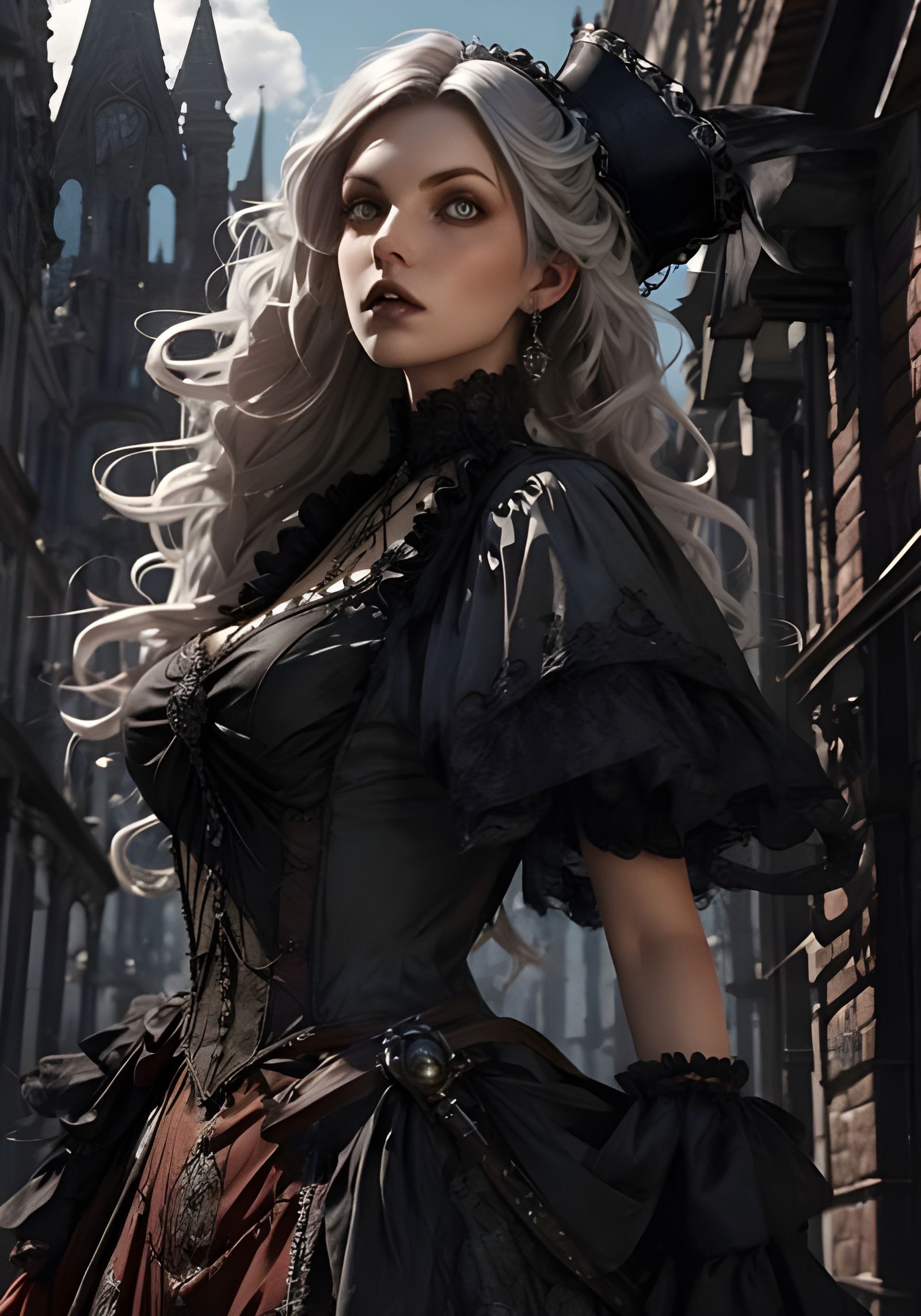 Gothic Pirate Woman Portrait in Vivid Colors