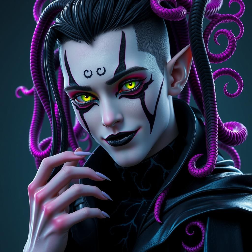 Fantasy Man with Tendrils in Chiaroscuro Style