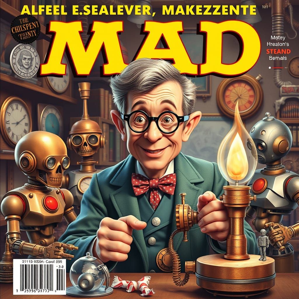 Alfred Neuman as Steampunk Inventor in Candy Art Style