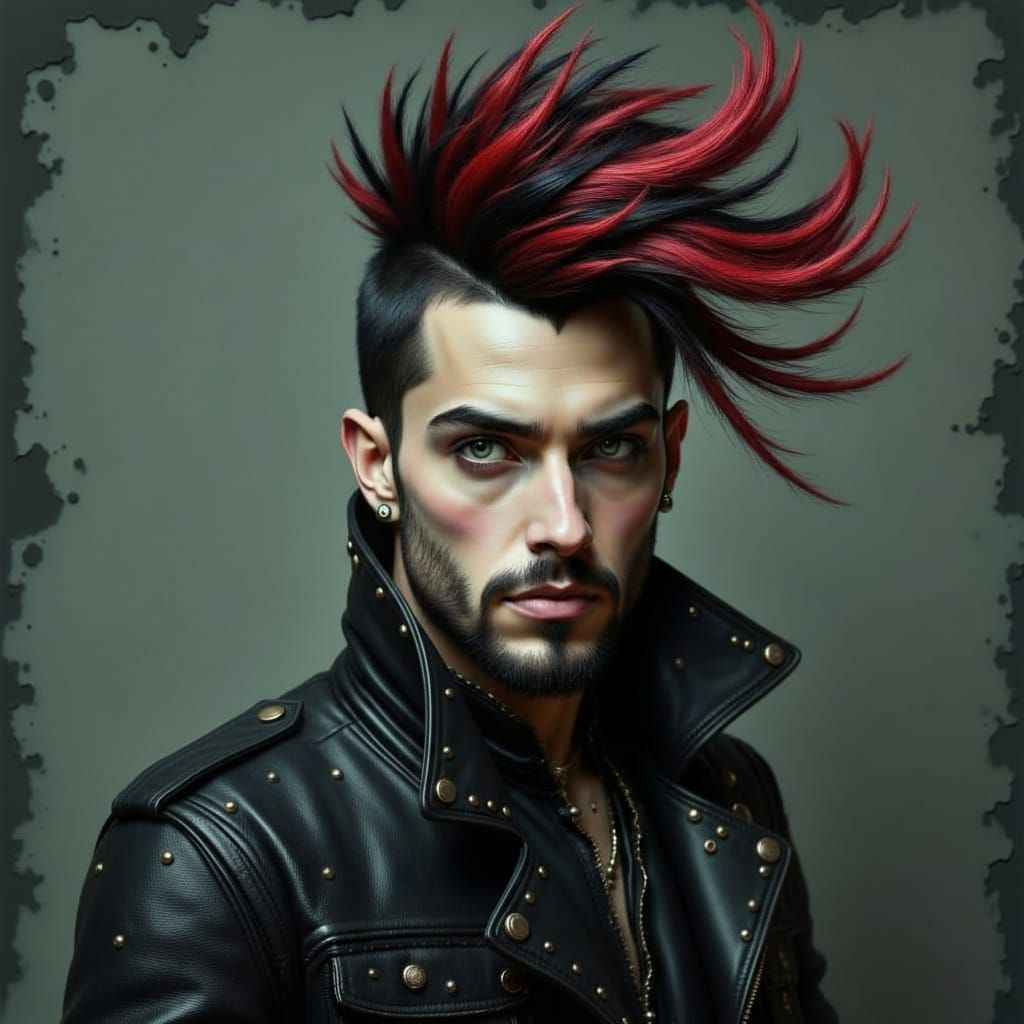Punk Man with Big Mohawk Hair Style